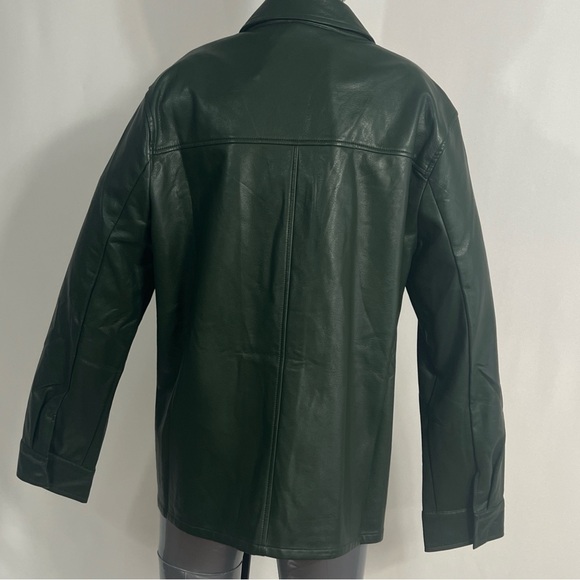 Mystree Dark Green Leather Shirt Jacket - Picture 2 of 2